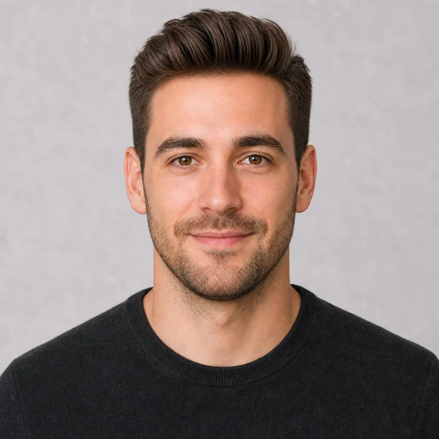 AI hairstyle changer preview with a male quiff haircut