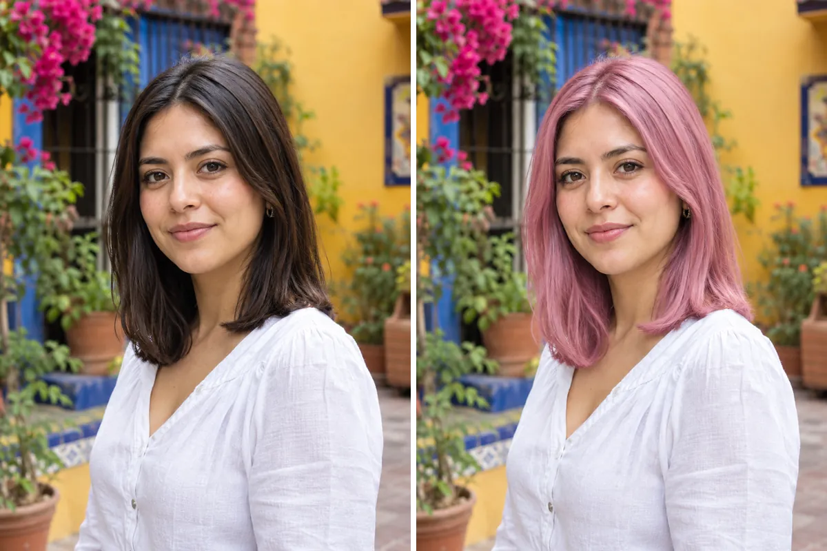 Antes y después: el mismo corte de pelo con otro tinte