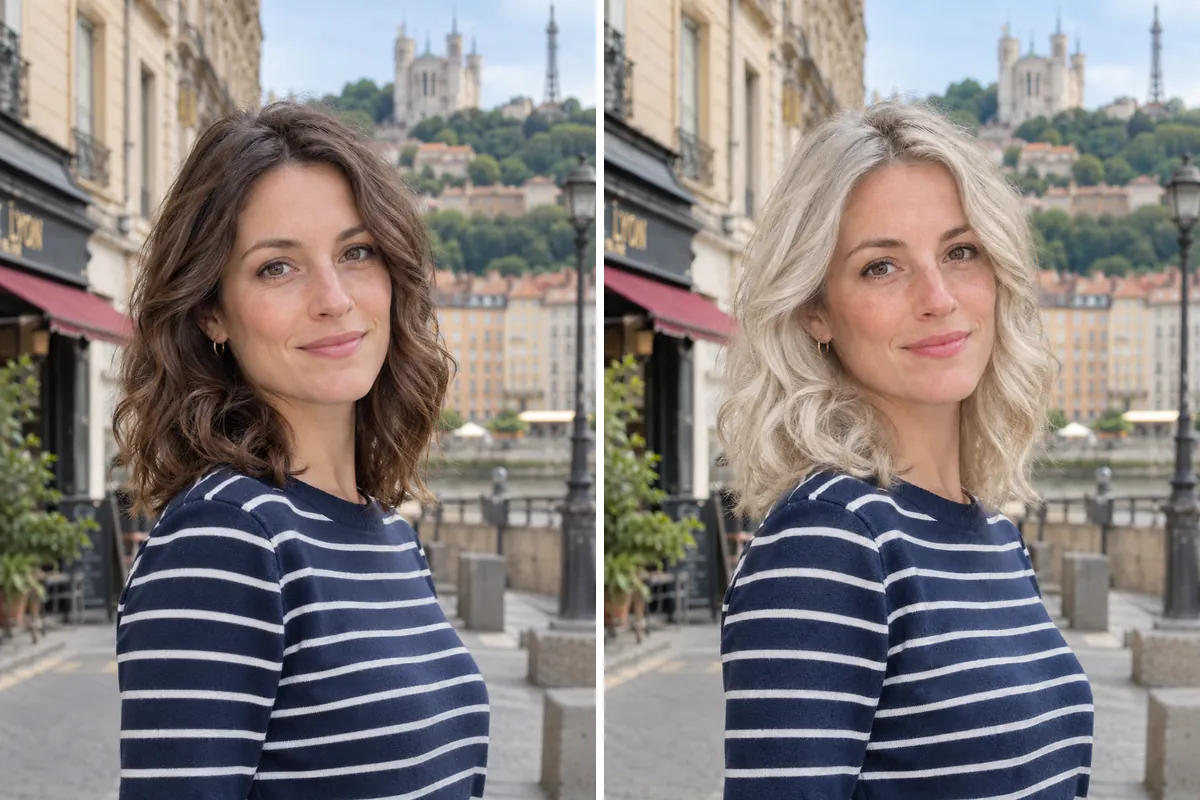 Avant et après : même coupe, seule la couleur des cheveux a changé