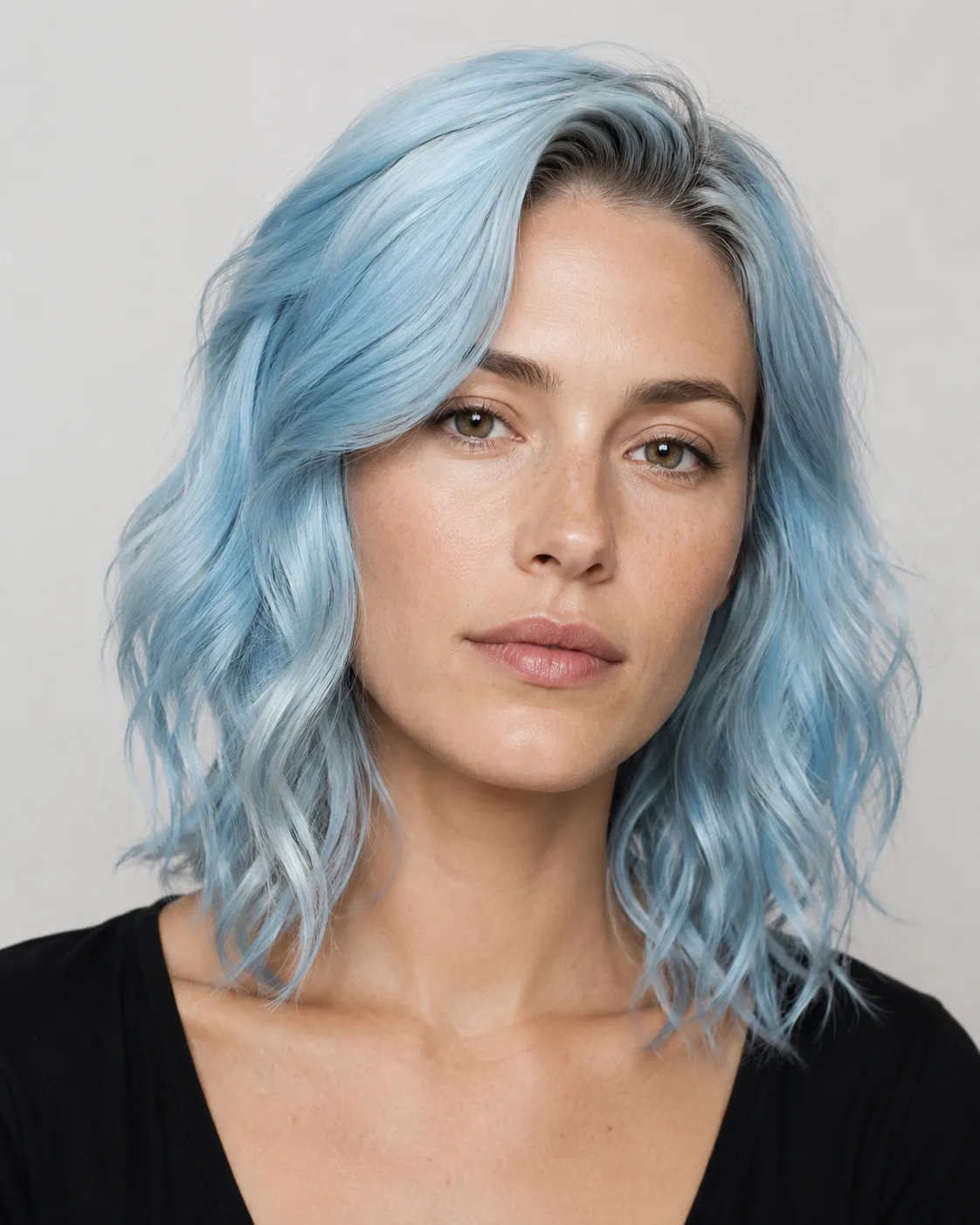 Blue hair filter preview with soft pastel baby blue hair