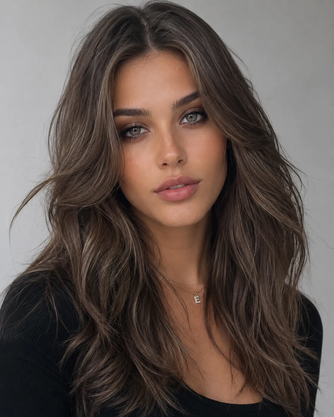 brown hair filter preview with ash brown, a cool low-maintenance smoky shade