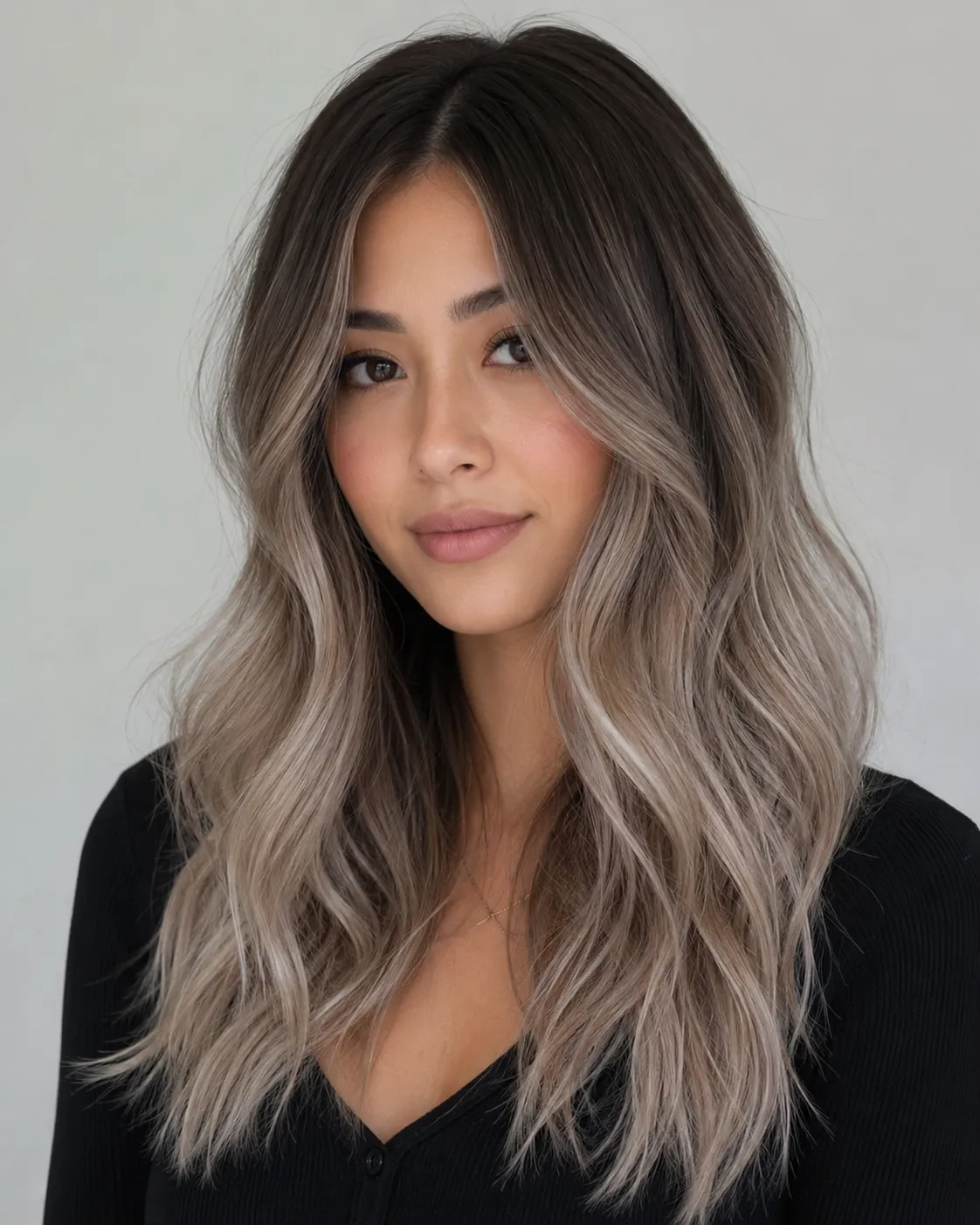 ombre hair filter preview with ash ombre cool smoky gray-blonde ends