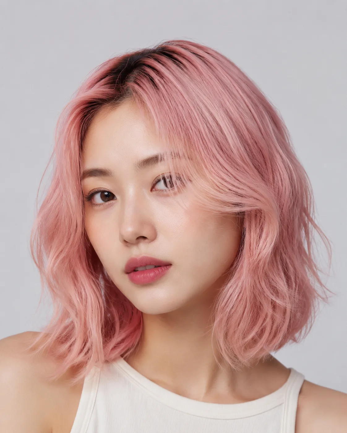 Pink hair filter preview with soft pastel pink hair