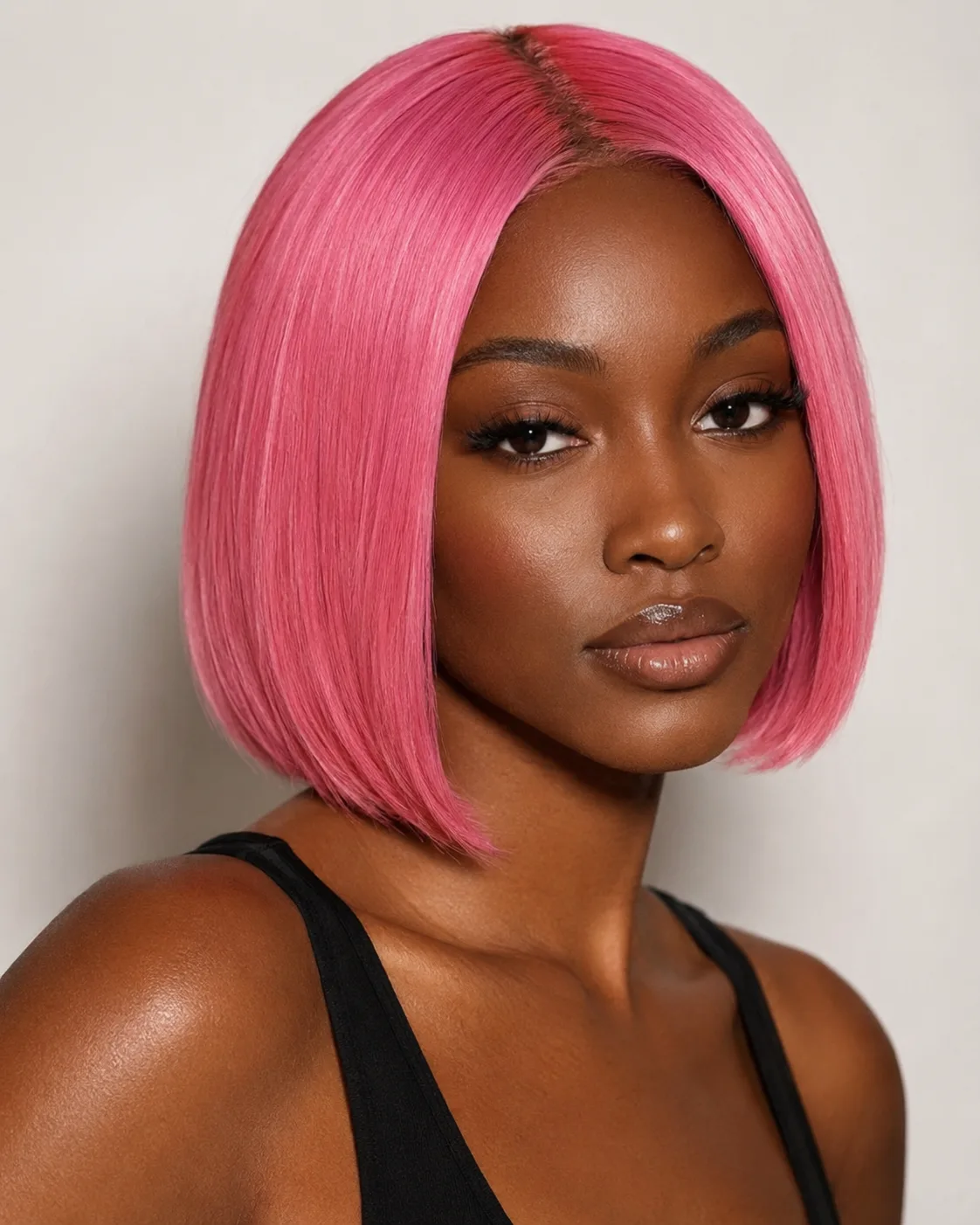 Pink hair filter preview with bright bubblegum pink hair