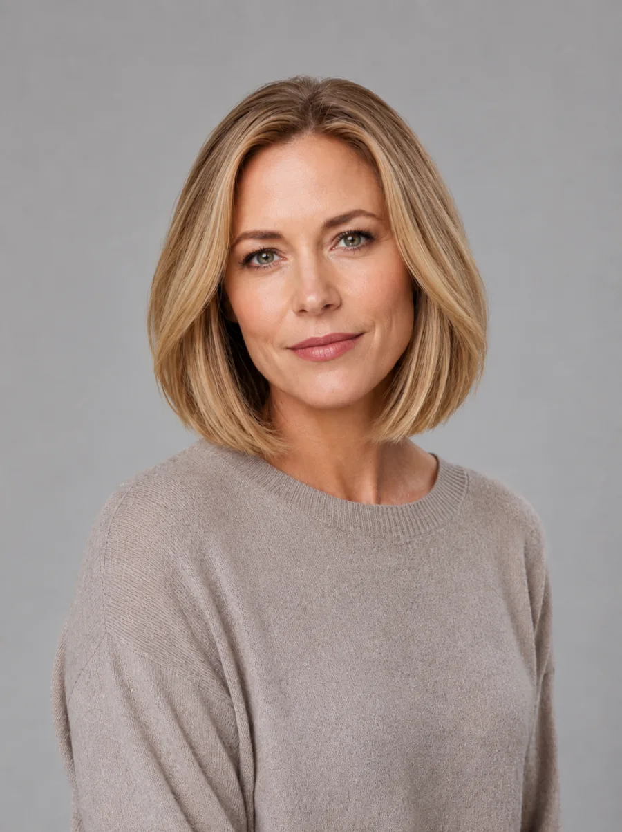 Before and after: Fine → blunt bob, the same person generated from one photo