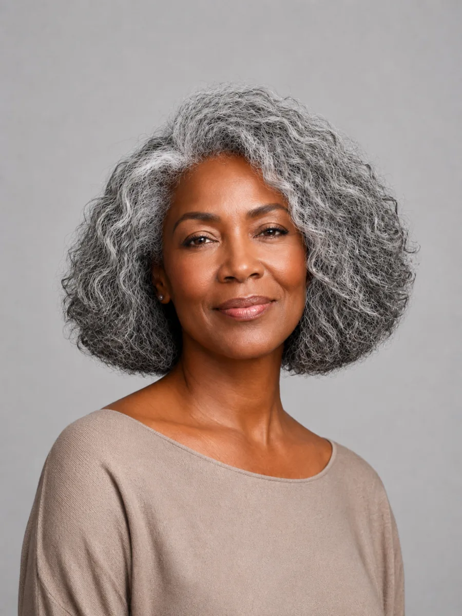 Before and after: Curls → graduated bob, the same person generated from one photo