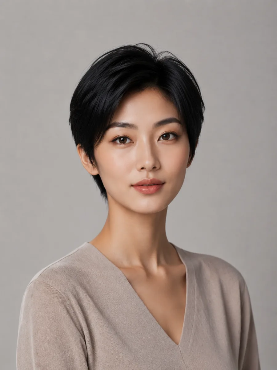 Before and after: Long → pixie, the same person generated from one photo