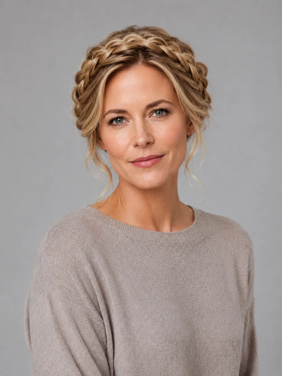 Before and after: Waves → braided crown, the same person generated from one photo