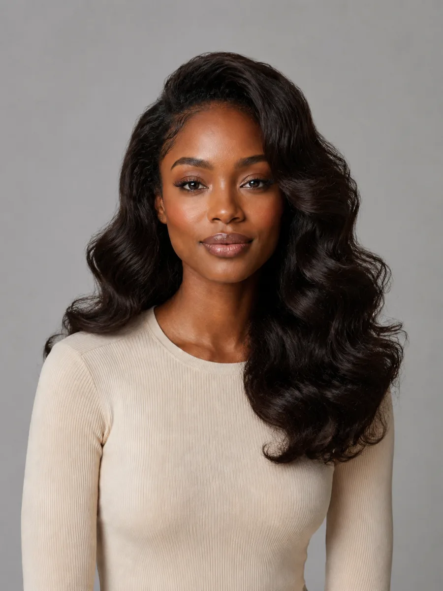 Before and after: Curls → Hollywood waves, the same person generated from one photo