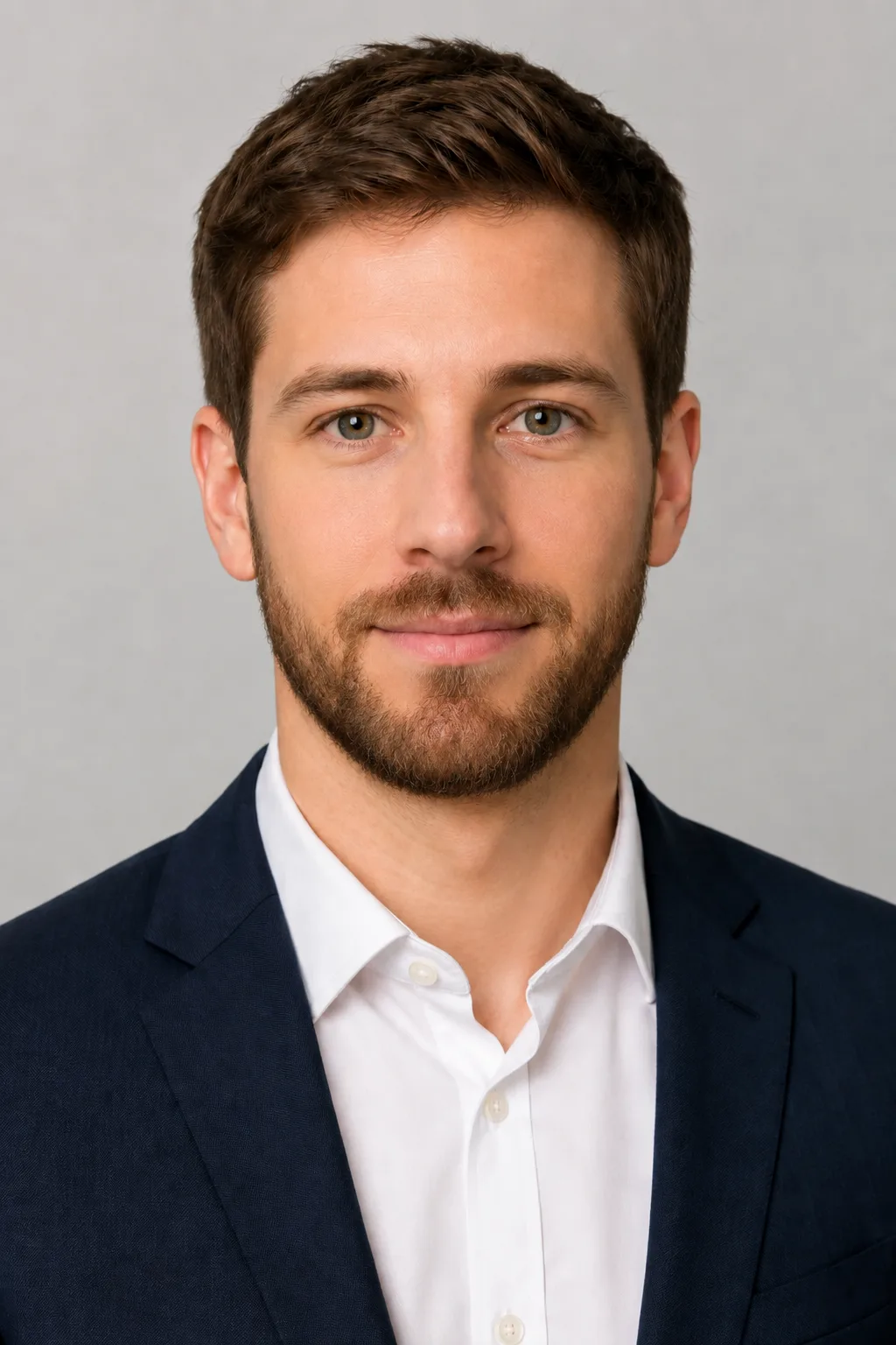 Beard filter result showing a man with a thick natural full beard added to his clean-shaven portrait