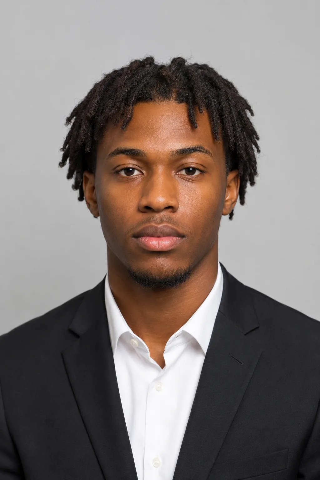 Young man with short starter locs rendered by the dreadlocks filter on his own photo